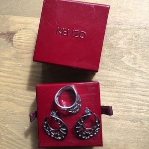 Kenzo Silver Earings + Ring